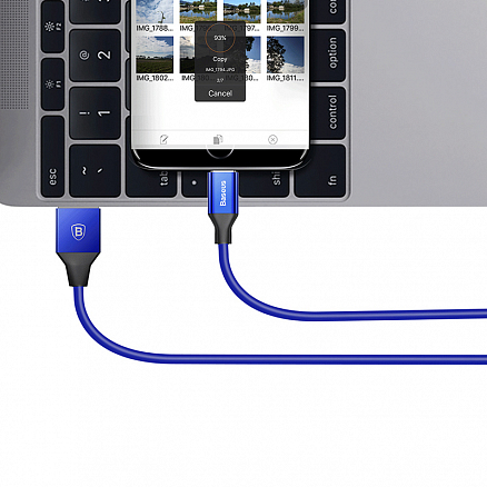 Кабель USB - MicroUSB для зарядки 1 м 2A плетеный Baseus Yiven темно-синий