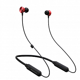 Наушники беспроводные Bluetooth Pioneer SE-QL7BT вакуумные с микрофоном для спорта черно-красные