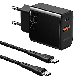 Зарядное устройство сетевое USB и Type-C 33W с кабелем Type-C McDodo CH-0922 (быстрая зарядка PD, QC) черное Зарядное устройство сетевое USB и Type-C 33W с кабелем Type-C McDodo CH-0922 (быстрая зарядка PD, QC) черное