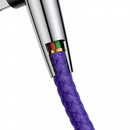 Кабель USB - Lightning для зарядки iPhone 1 м 2.4А плетеный с угловым штекером Baseus Sharp-bird фиолетовый