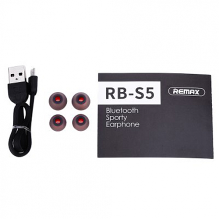 Наушники беспроводные Bluetooth Remax RB-S5 вакуумные с микрофоном для спорта черные