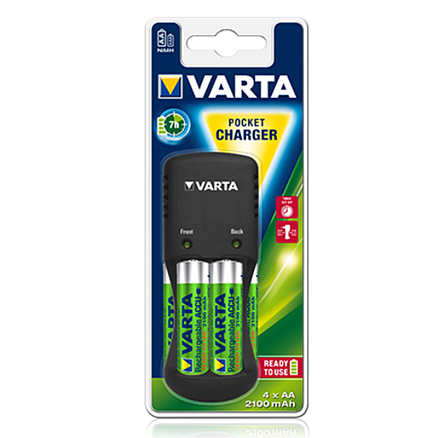 Зарядное устройство VARTA Pocket Charger для 4-х AA, AAA с аккумуляторами АА 2100мАч 4 шт.
