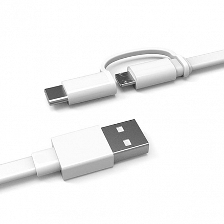 Кабель USB - MicroUSB, Type-C для зарядки длина 1,5 м 2А плоский оригинальный Huawei AP55 белый