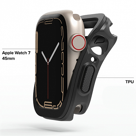 Чехол для Apple Watch 7 45 мм гелевый Ringke Air черный