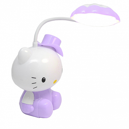 Лампа светодиодная настольная беспроводная с ночником Cartoon LD556 Hello Kitty фиолетовая