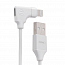 Кабель USB - Lightning для зарядки iPhone с адаптером для наушников 15 см Remax RL-LA01 белый