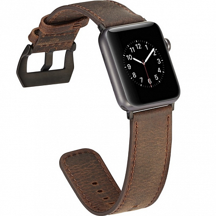 Ремешок-браслет для Apple Watch 38 и 40 мм из натуральной кожи Nova Luxury коричневый