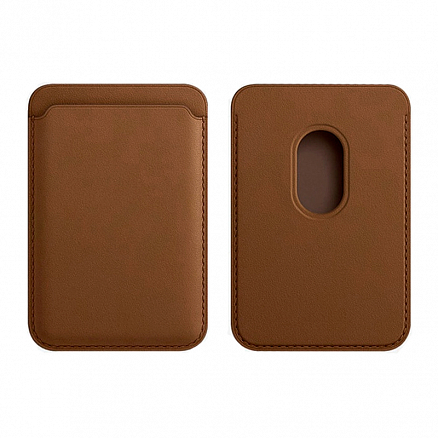 Магнитный карман MagSafe для карточки на iPhone коричневый