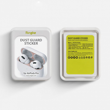 Наклейка пылезащитная на кейс AirPods Pro Ringke Dust Guard розовое золото 2 шт.