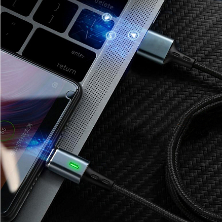 Кабель USB - MicroUSB для зарядки 1 м 3A магнитный Elough (быстрая зарядка) черный