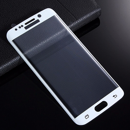 Защитное стекло для Samsung Galaxy S6 edge+ на весь экран противоударное белое