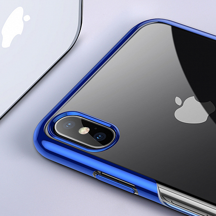 Чехол для iPhone X, XS гелевый Baseus Shining прозрачно-синий