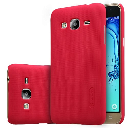 Чехол для Samsung Galaxy J3, J3 (2016) пластиковый тонкий Nillkin Super Frosted красный
