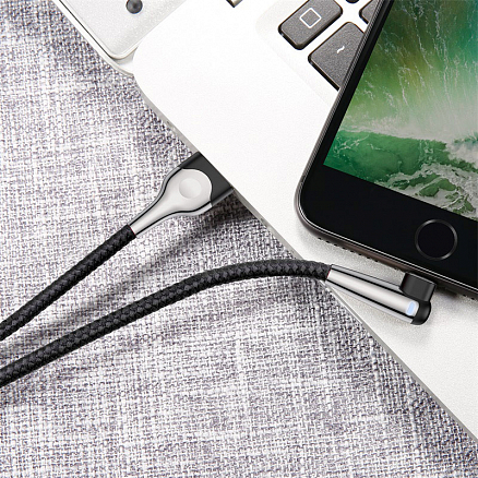 Кабель USB - Lightning для зарядки iPhone 2 м 1.5А плетеный с угловым штекером Baseus Sharp-bird черный
