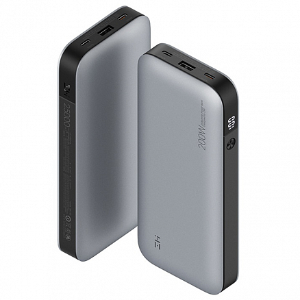 Внешний аккумулятор Xiaomi ZMI QB826 25000мАч (USB, 2хType-C, ток 3А, быстрая зарядка QC 3.0, PD, 200Вт) серый