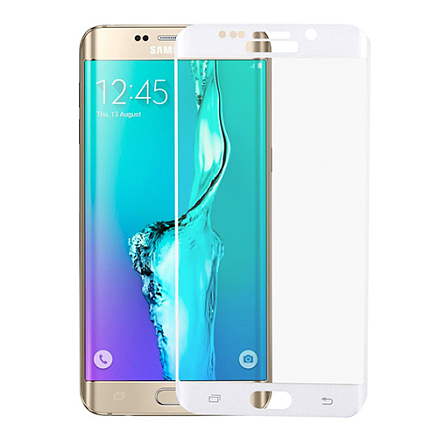 Защитное стекло для Samsung Galaxy S6 edge+ на весь экран противоударное белое