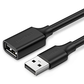 Кабель-удлинитель USB 2.0 (папа - мама) длина 5 м Ugreen US103 черный