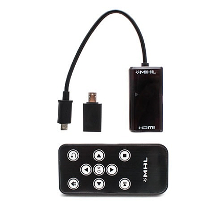 Переходник MicroUSB - HDMI (папа - мама) MHL для Samsung, HTC, LG с пультом управления черный