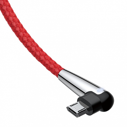 Кабель USB - MicroUSB для зарядки 1 м 2.4А плетеный с угловым штекером Baseus Sharp-bird красный