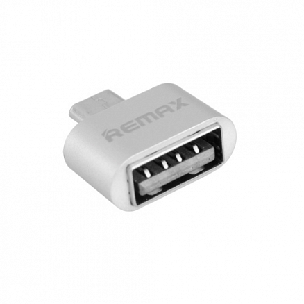 Переходник MicroUSB - USB хост OTG компактный Remax серебристый