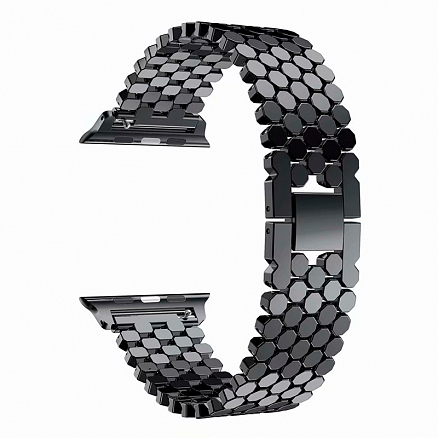 Ремешок-браслет для Apple Watch 42 и 44 мм металлический Nova Fish Scale черный