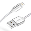 Кабель USB - Lightning для зарядки iPhone 1.5 м 2.4А MFi плетеный Ugreen US199 серебристый