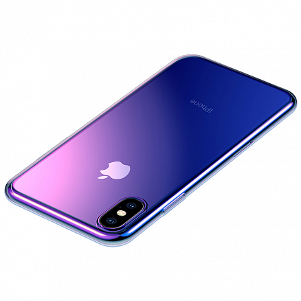 Чехол для iPhone X, XS гелевый Baseus Glow прозрачно-синий