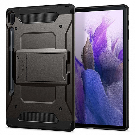 Чехол для Samsung Galaxy Tab S7 FE 5G 12.4 T730, T736B гибридный для экстремальной защиты Spigen Tough Armor Pro темно-серый