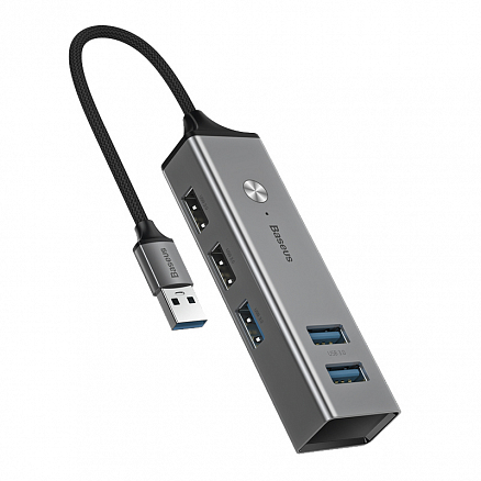 USB 3.0 HUB (разветвитель) на 3 порта USB 3.0 и 2 порта USB 2.0 Baseus Cube серый