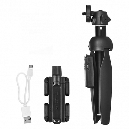 Монопод (палка для селфи) Bluetooth с кнопкой, зеркалом и треногой YunTeng YT-9928 черный