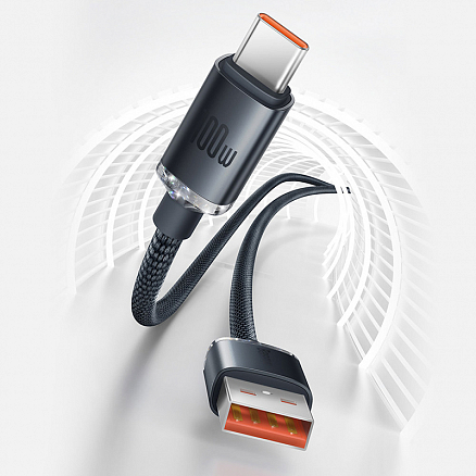 Кабель USB - Type-C длина 1,2 м 5А 100W плетеный Baseus Crystal Shine (быстрая зарядка) черный