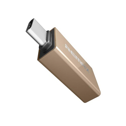 Переходник Type-C - USB 3.0 хост OTG компактный Remax золотистый