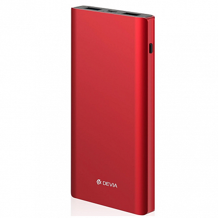 Внешний аккумулятор Devia KingKong 10000мАч с быстрой зарядкой QC 3.0 (2хUSB, ток 2.4А) красный
