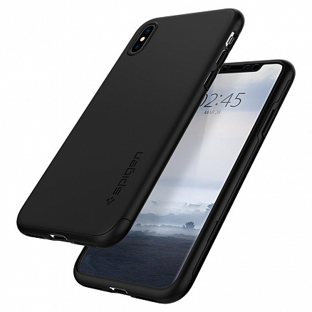 Чехол для iPhone X, XS пластиковый c защитой экрана Spigen SGP Thin Fit 360 QNMP черный