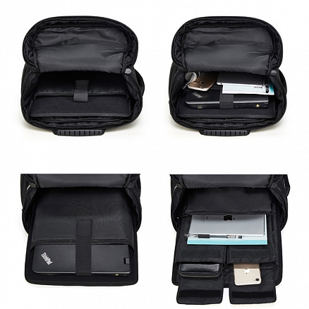 Рюкзак трансформер Ozuko 9016 с USB-портом и сумками на пояс, плечо 3-в-1 черный