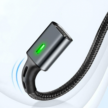 Кабель USB - MicroUSB для зарядки 1 м 3A магнитный Elough (быстрая зарядка) черный