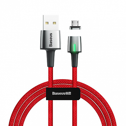Кабель USB - MicroUSB для зарядки 2 м 1.5А магнитный плетеный Baseus Zinc красный