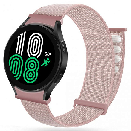 Ремешок-браслет для Samsung Galaxy Watch 4, 5, 5 Pro 40, 42, 44, 45 и 46 мм текстильный Tech-Protect Nylon розовый