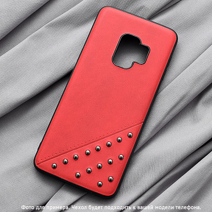Чехол для Samsung Galaxy S9 гибридный с кожей Beeyo Brads Type 1 красный