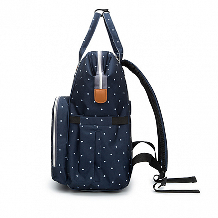 Рюкзак (сумка) Ankommling LD22 для мамы с отделением для бутылочек темно-синий в горошек