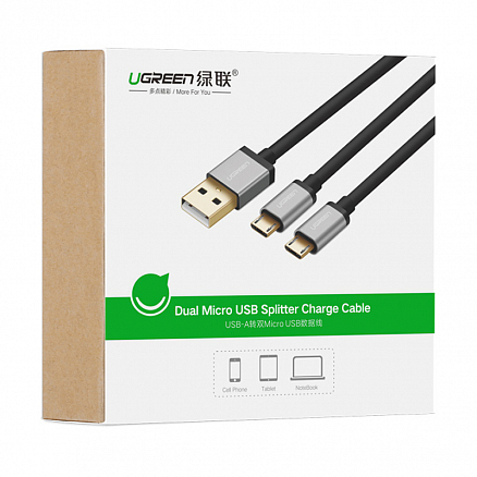 Кабель USB - MicroUSB, Type-C 1,5 м 2.4A Ugreen US196 черный