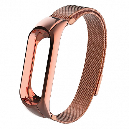 Сменный браслет для Xiaomi Mi Band 3 миланское плетение Nova Magnetic розовое золото