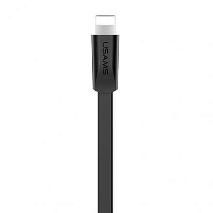 Кабель USB - Lightning для зарядки iPhone 0,6 м 2А плоский Usams U2 черный