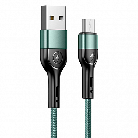 Кабель USB - MicroUSB для зарядки 1 м 2А плетеный Usams U55 темно-зеленый