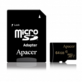 Карта памяти Apacer AP64GMCSX10U1-R MicroSDXC 64Gb UHS-I U1 V10 45 Мб/с с адаптером SD