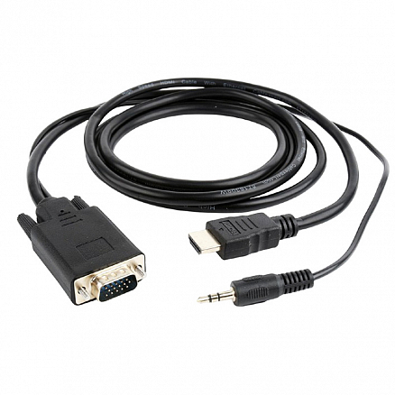 Кабель (преобразователь) HDMI - 3,5 мм, VGA (папа - папа, папа) длина 10 м версия 1.4 Cablexpert черный