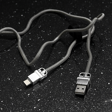 Кабель Type-C - USB 2.0 для зарядки 1 м 2.4А плетеный металлический Joyroom JESS S-M336 (быстрая зарядка) серебристый