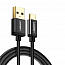 Кабель Type-C - USB 2.0 для зарядки 1 м 3А плетеный Ugreen US174 (быстрая зарядка) черный