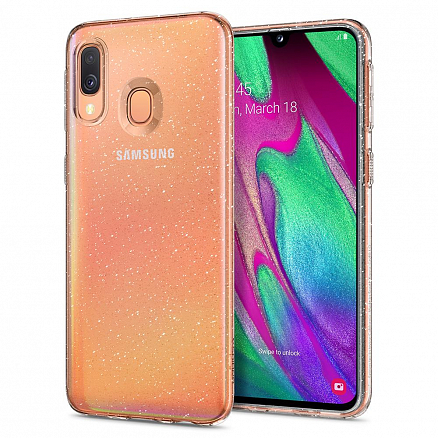 Чехол для Samsung Galaxy A40 гелевый с блестками Spigen SGP Liquid Crystal Glitter прозрачный