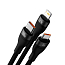 Кабель USB - MicroUSB, Lightning, Type-C 1,2 м 2.4A 100W плетеный Baseus Flash Series черный